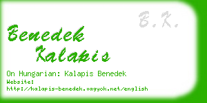 benedek kalapis business card